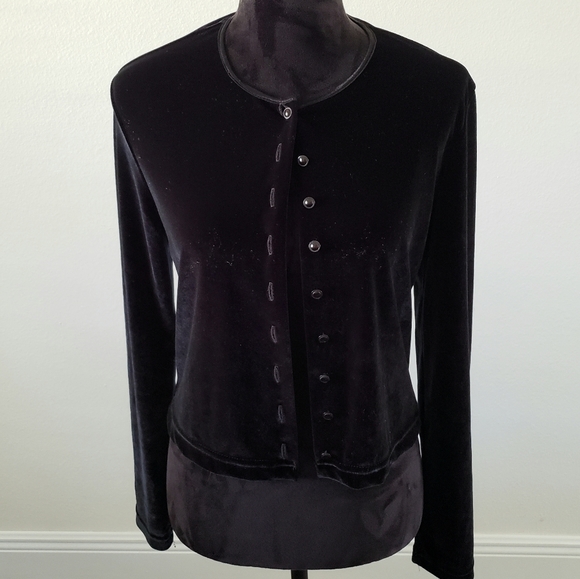 Vintage Junior's Next Era Black Velvet Cardigan - Picture 1 of 5